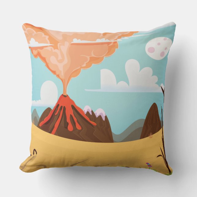 Cartoon Erupting Volcano Cushion (Front)