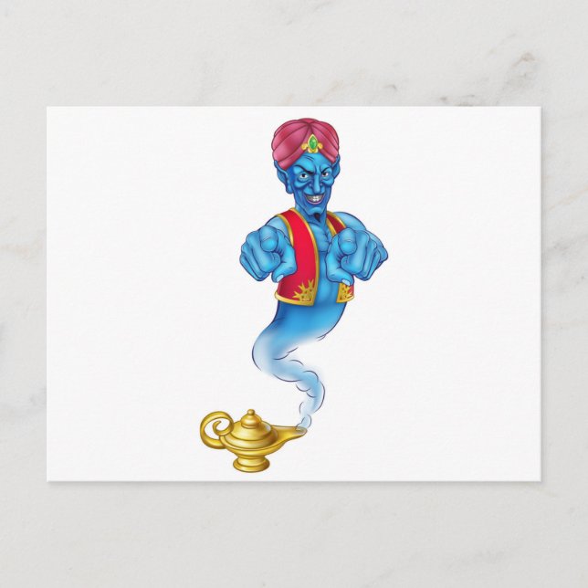 Cartoon Evil Genie Pointing Postcard (Front)