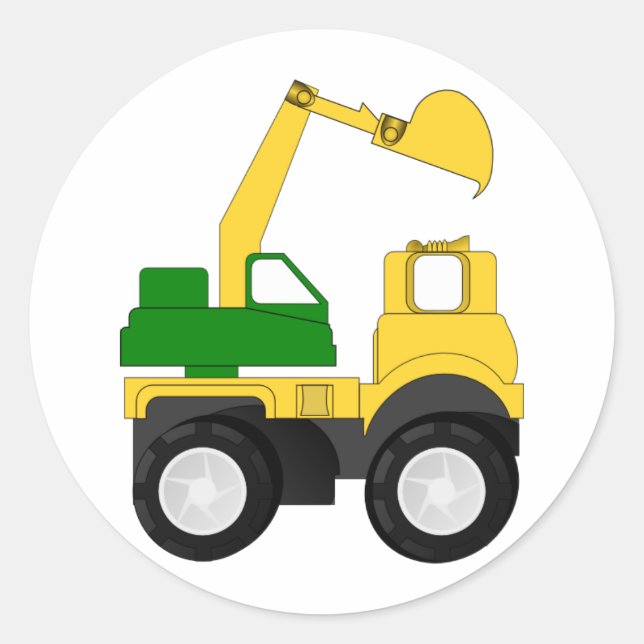 Cartoon Excavator Classic Round Sticker (Front)