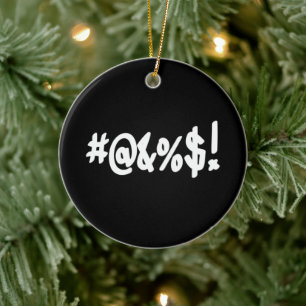 Cartoon Expletive Swearing Curse Funny Symbols Ceramic Tree Decoration