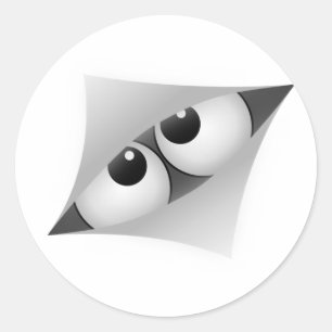 cartoon eyes look through classic round sticker