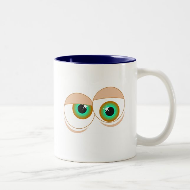 Cartoon eyes Two-Tone coffee mug (Right)