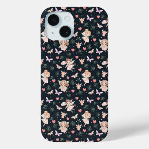 Cartoon Fairy With Flowers Seamless Pattern iPhone 15 Case