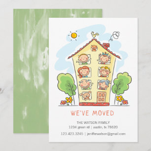 Cartoon Family Home Moving Announcement Card