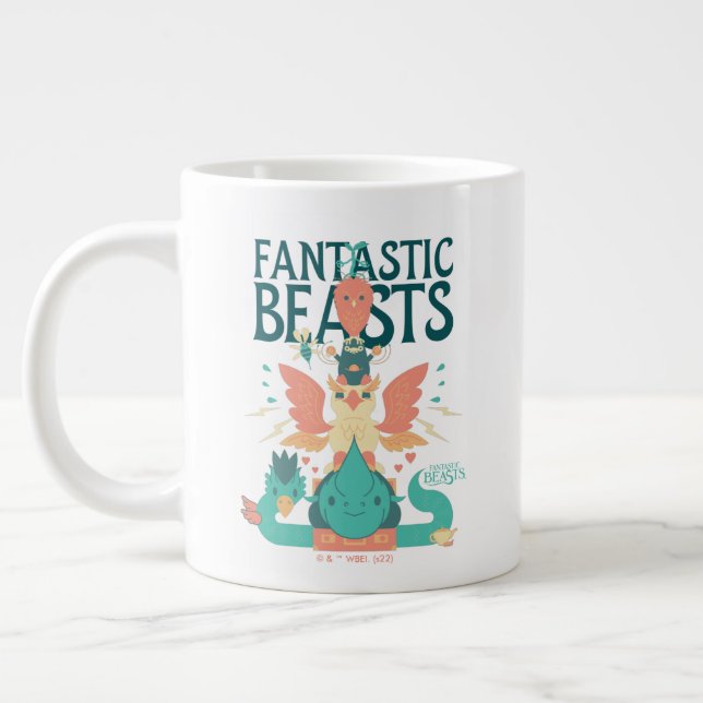 Cartoon Fantastic Beasts Emerge From Suitcase Large Coffee Mug (Left)