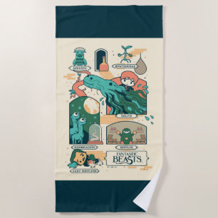Cartoon Fantastic Beasts Scenes Beach Towel