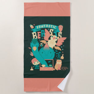 Cartoon Fantastic Beasts With Newt Scamander Beach Towel