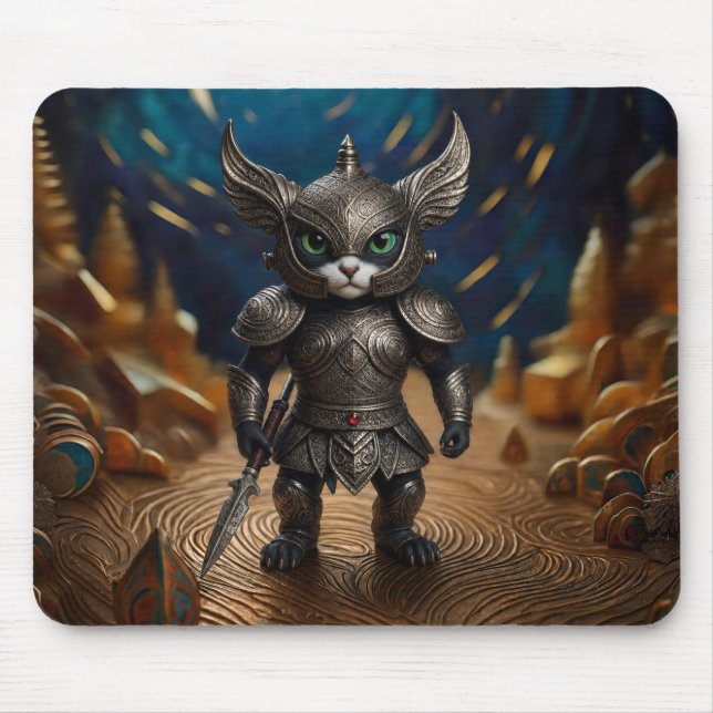 Cartoon Fantasy Scene With Armoured Warrior Mouse Mat (Front)