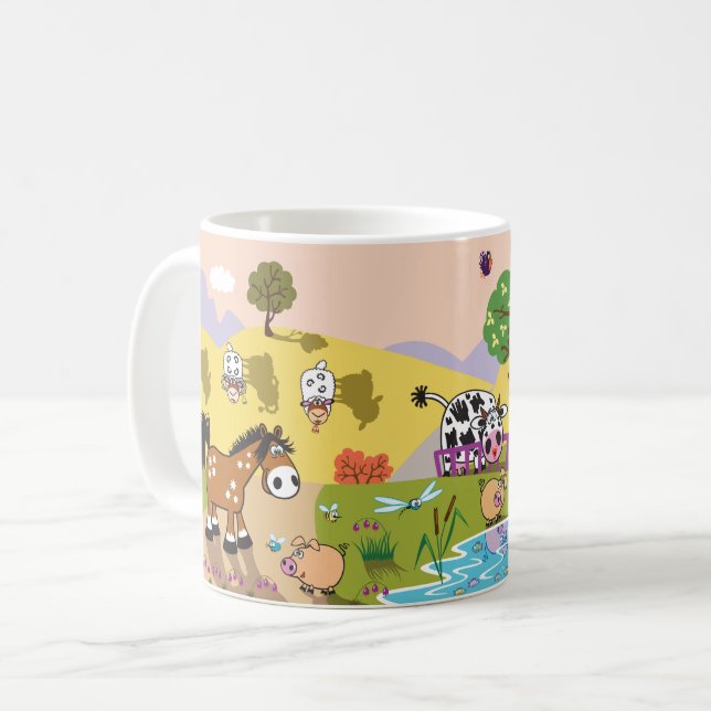 cartoon farm animals. Children illustration Coffee Mug (Front Left)