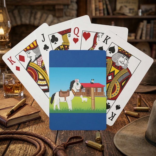 Cartoon Farm Scene with Horse Cat and Goat  Playing Cards (Creator Uploaded)