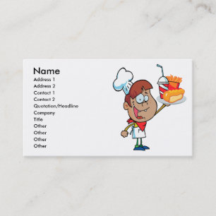 cartoon fast food waiter character business card