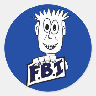 Cartoon FBI Agent Classic Round Sticker