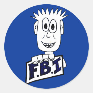 Cartoon FBI Agent Classic Round Sticker