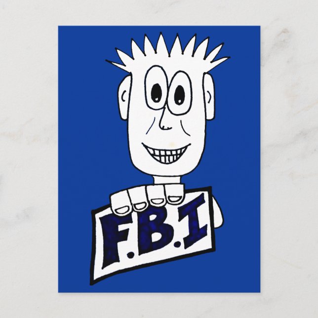 Cartoon FBI Agent Postcard (Front)