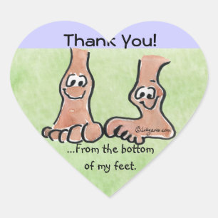 Cartoon Feet Thank You Heart Sticker
