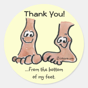 Cartoon Feet Thank You Round Sticker