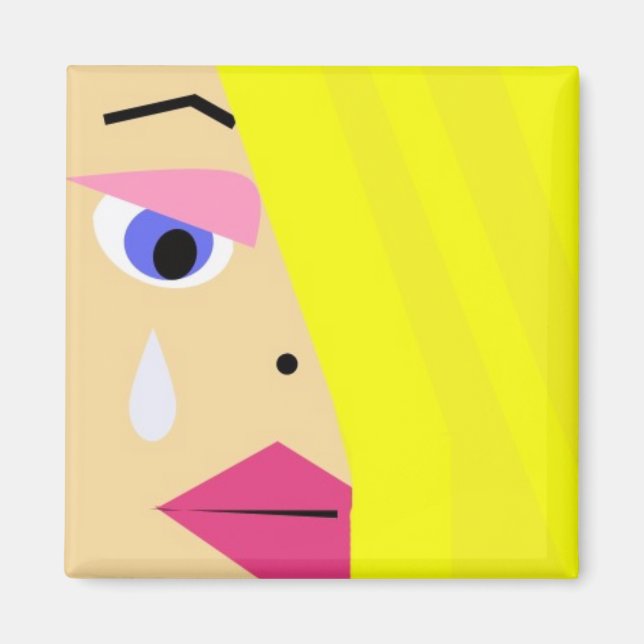 Cartoon female face with tear magnet (Front)