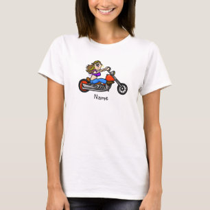 Cartoon Female Motorcycle Chick T-Shirt