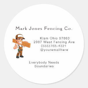 Cartoon Fencing Guy Company Service Classic Round Sticker