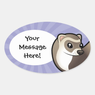 Cartoon Ferret Oval Sticker