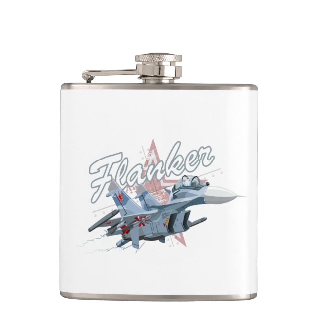 Cartoon fighter plane hip flask (Front)