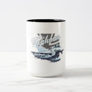 Cartoon fighter plane Two-Tone coffee mug