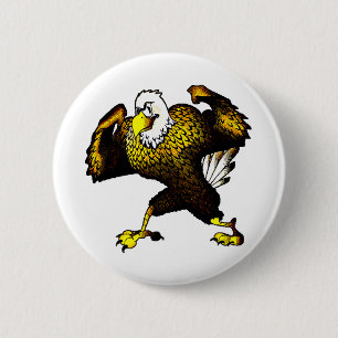 Cartoon Fighting Eagle 6 Cm Round Badge