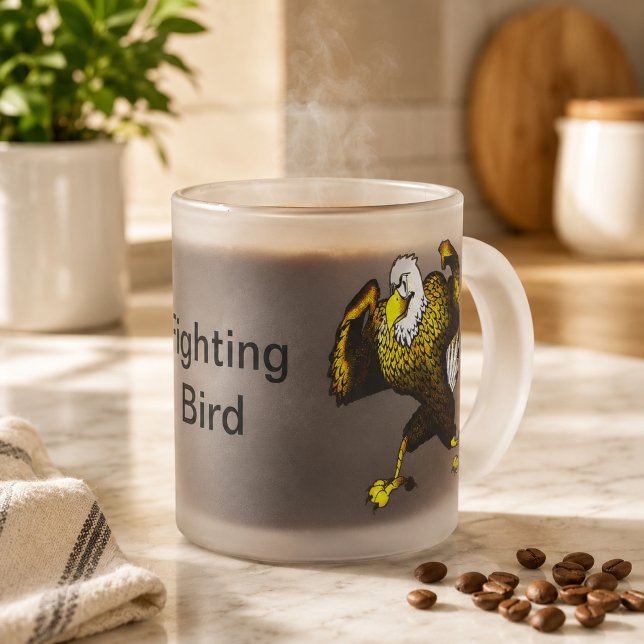 Cartoon Fighting Eagle Frosted Glass Coffee Mug (Cartoon Fighting Eagle Frosted Glass Coffee Mug)