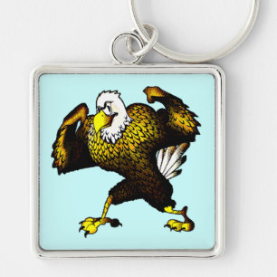Cartoon Fighting Eagle Key Ring