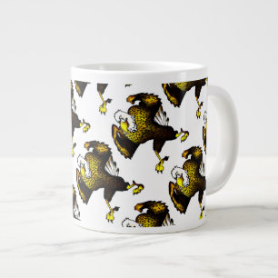 Cartoon Fighting Eagle Large Coffee Mug