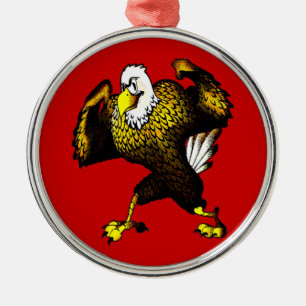 Cartoon Fighting Eagle Metal Tree Decoration