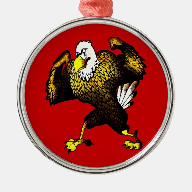 Cartoon Fighting Eagle Metal Tree Decoration (Front)