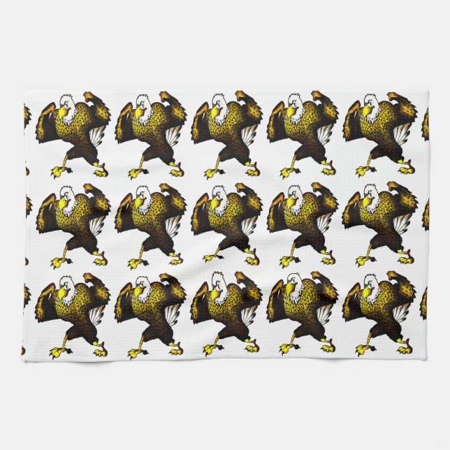 Cartoon Fighting Eagle Tea Towel (Horizontal)