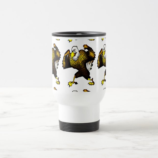 Cartoon Fighting Eagle Travel Mug (Center)