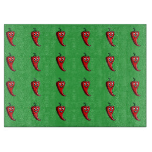 Cartoon Fire Pepper Mascot With Grinning Face Cutting Board