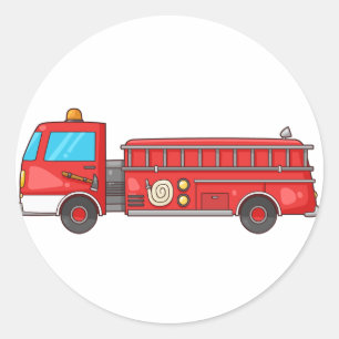 Cartoon Fire Truck/Engine Classic Round Sticker