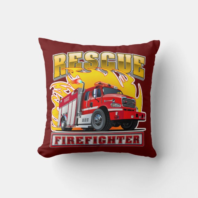 Cartoon Fire Truck T-Shirt Cushion (Front)