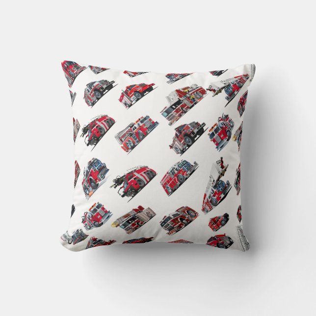 Cartoon Fire Trucks seamless pattern Fabric Cushion (Front)