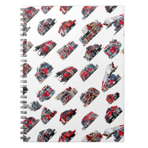 Cartoon Fire Trucks seamless pattern Fabric Notebook