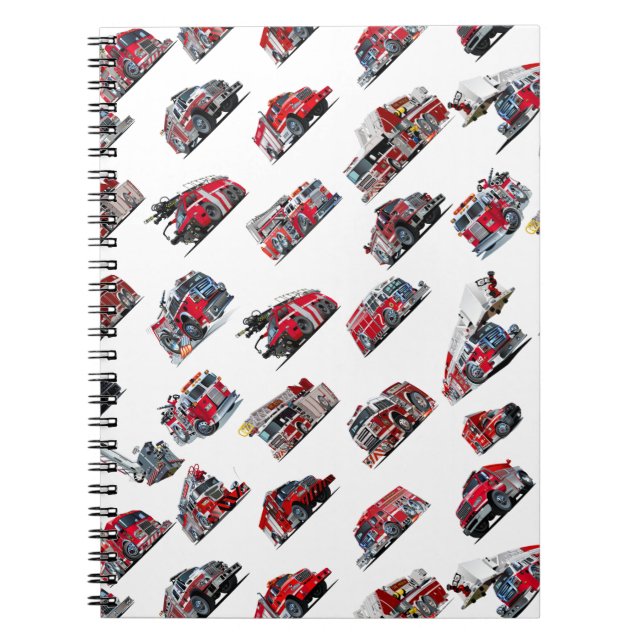 Cartoon Fire Trucks seamless pattern Fabric Notebook (Front)