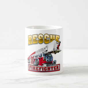 Cartoon firetruck coffee mug