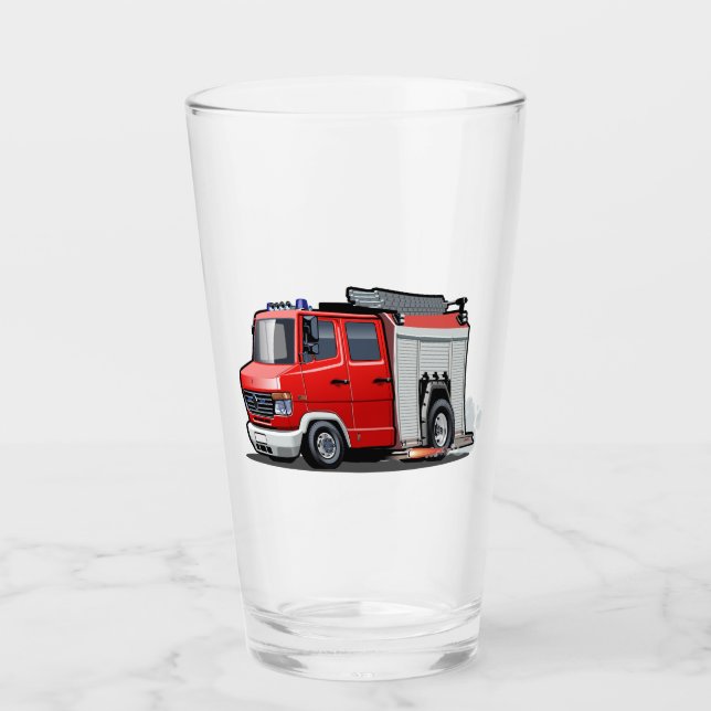 Cartoon firetruck glass (Front)