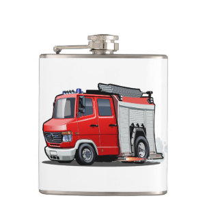 Cartoon firetruck hip flask