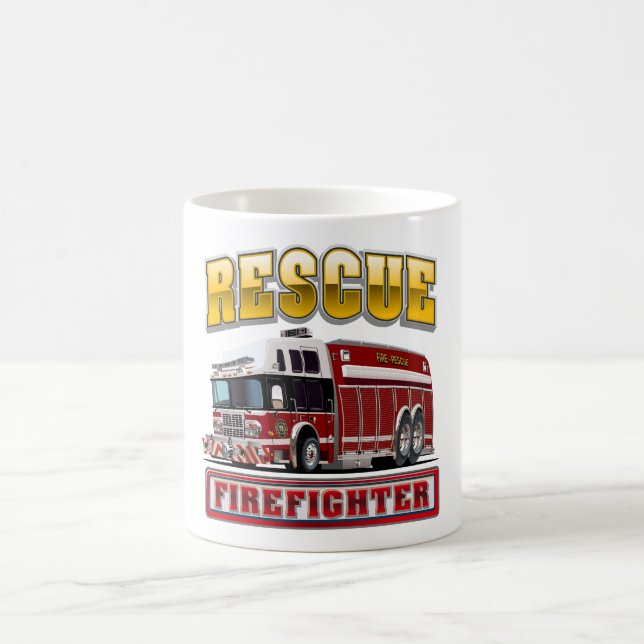 Cartoon firetruck hoodie coffee mug (Center)