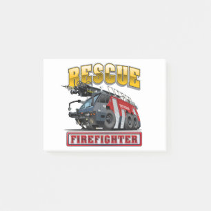 Cartoon firetruck post-it notes