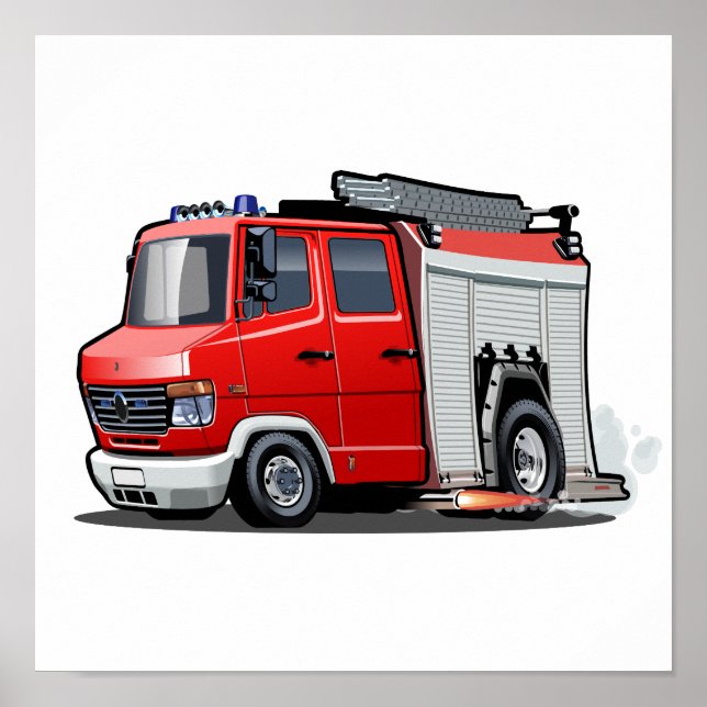 Cartoon firetruck poster (Front)