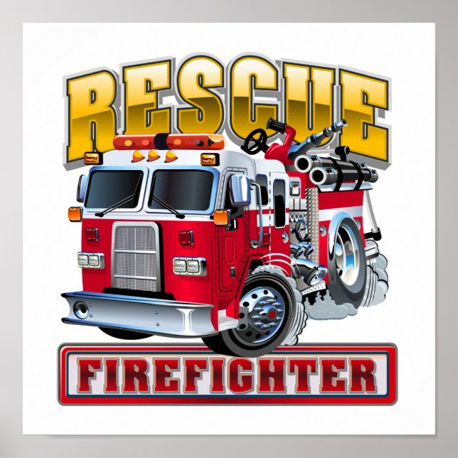 Cartoon firetruck poster (Front)