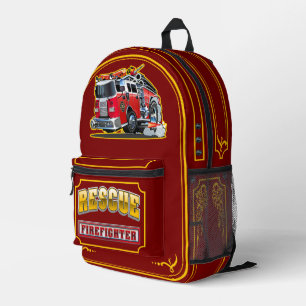 Cartoon firetruck printed backpack