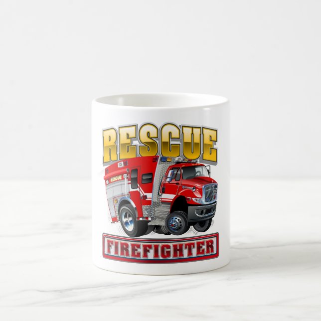 Cartoon firetruck T-Shirt Coffee Mug (Center)