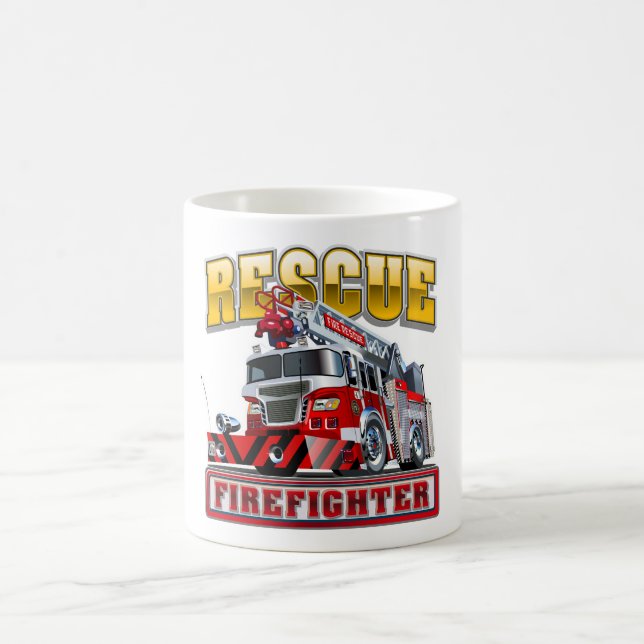 Cartoon firetruck T-Shirt Coffee Mug (Center)